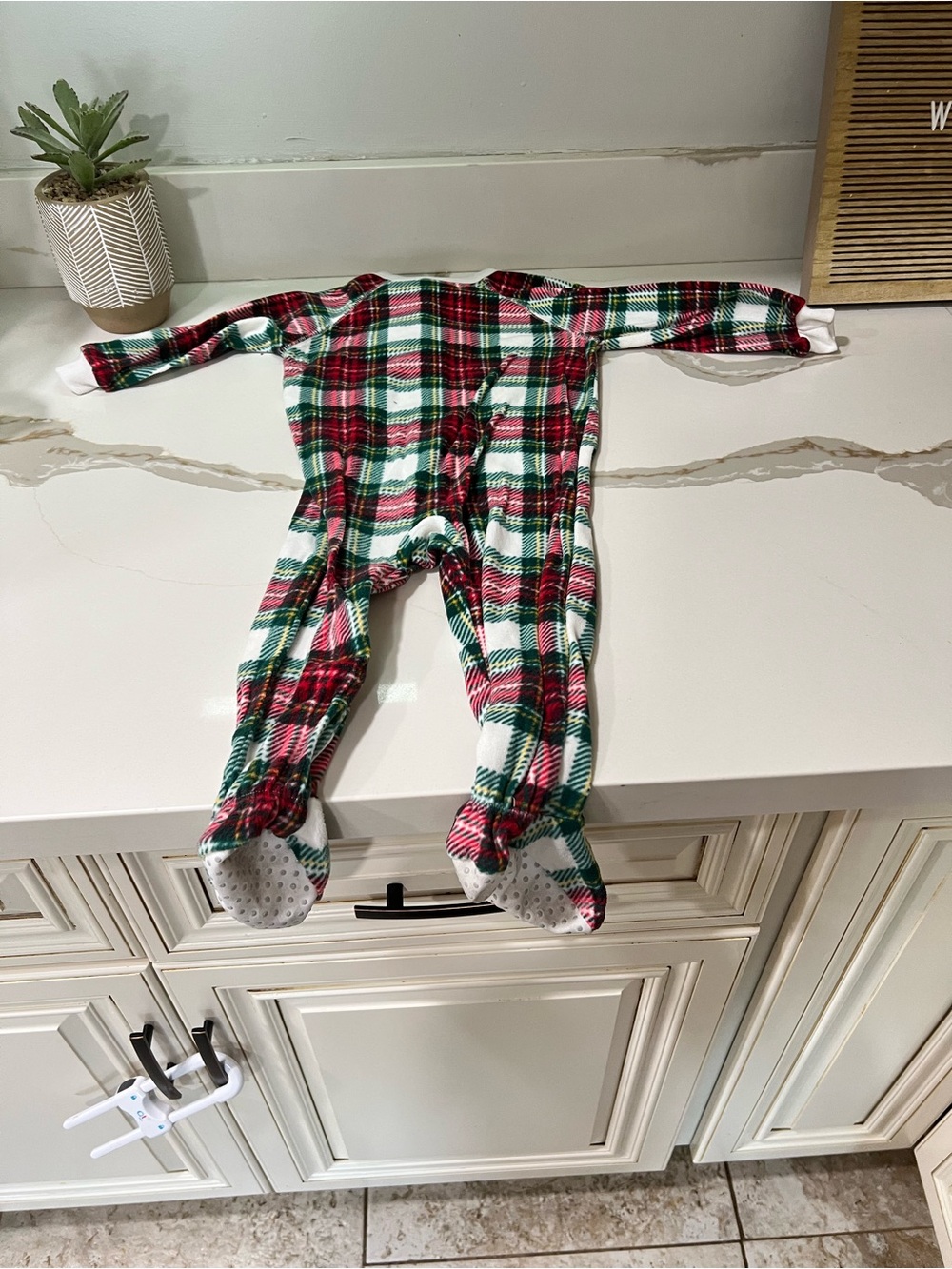 Place Red, Green & White Plaid Baby Footed One-Piece